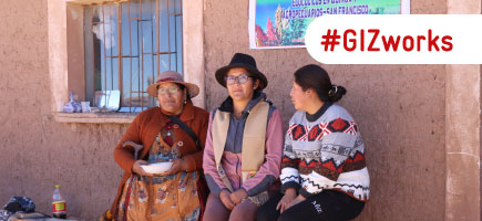 Three women quinoa producers in Bolivia
