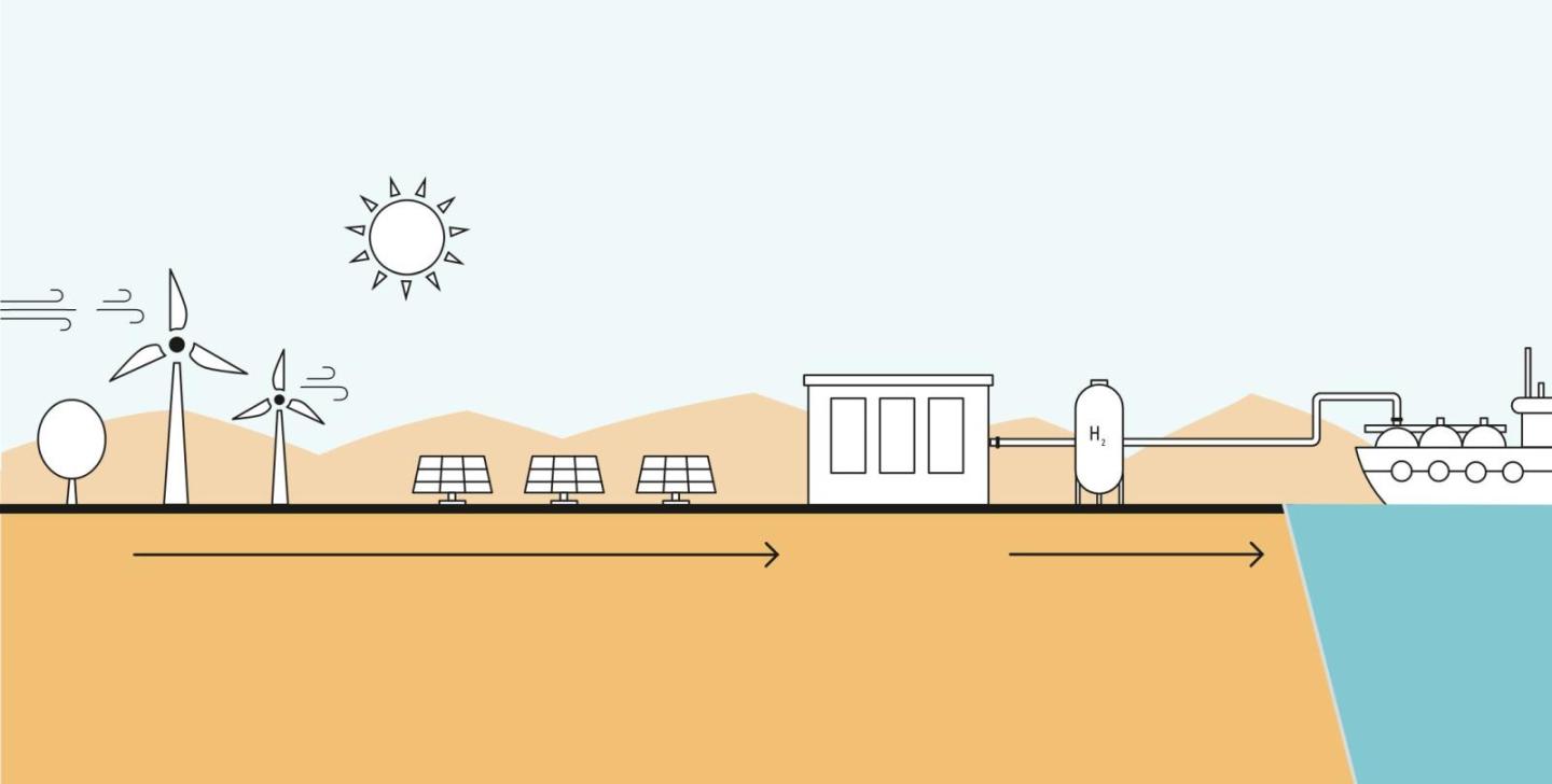 Schematic illustration of a hydrogen plant