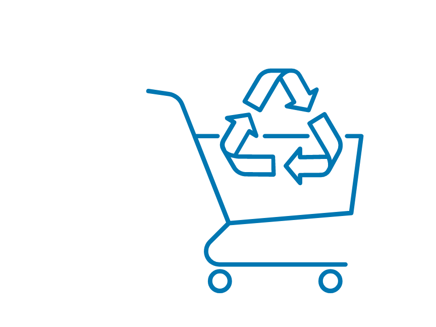 Recycling shopping trolley icon