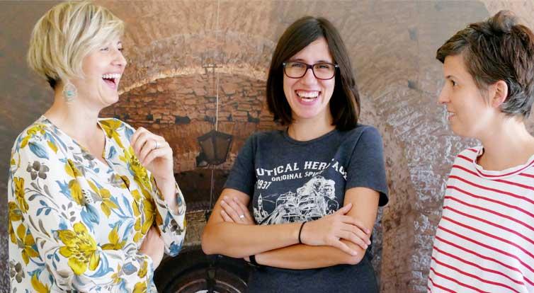 The GIZ and CHWB team (from left, Arianna Briganti, Ana Pekmezi and Lejla Hadžić) is dedicated to conserving cultural heritage, passing on skills and creating job prospects.