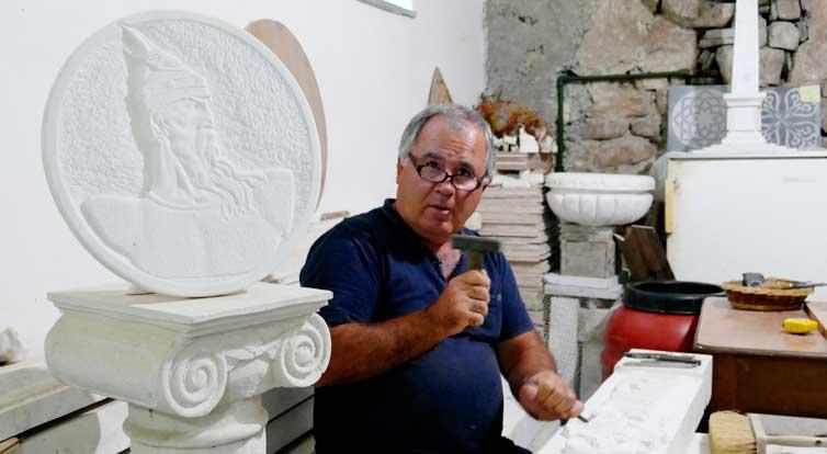 Stonemason Jorgji Fani is from Berat and has 45 years’ experience.