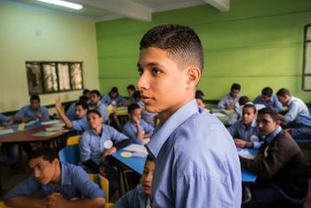 Students sit in the classroom and receive career guidance at the Abasseya Industrial Boys School in Cairo.