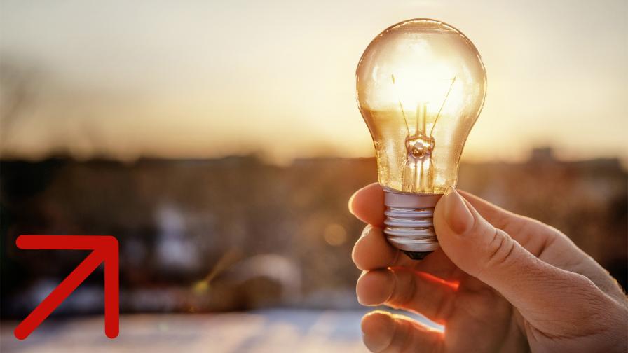 Light bulb through which the evening sun shines.