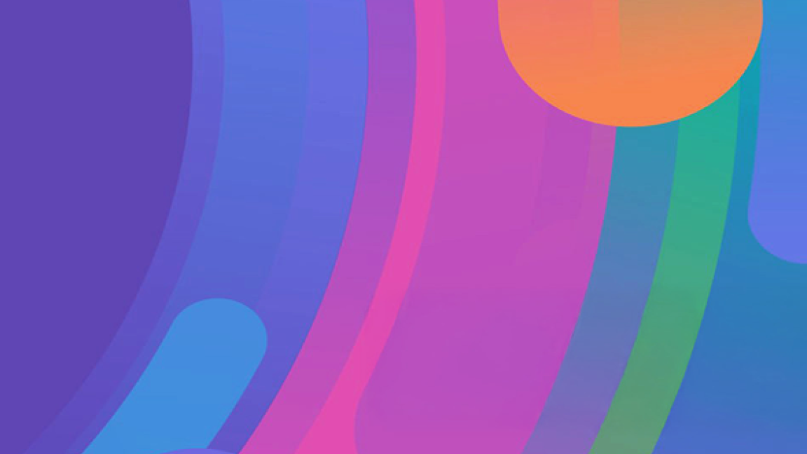 Grafik mit geschwungenen bunten Linien. 