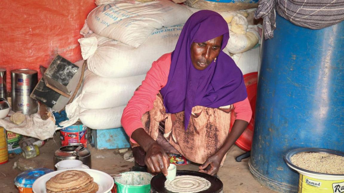 Woman making flatbread
