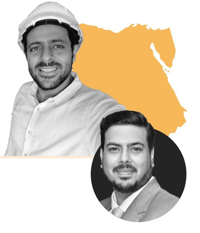 A selfie and a portrait of two people