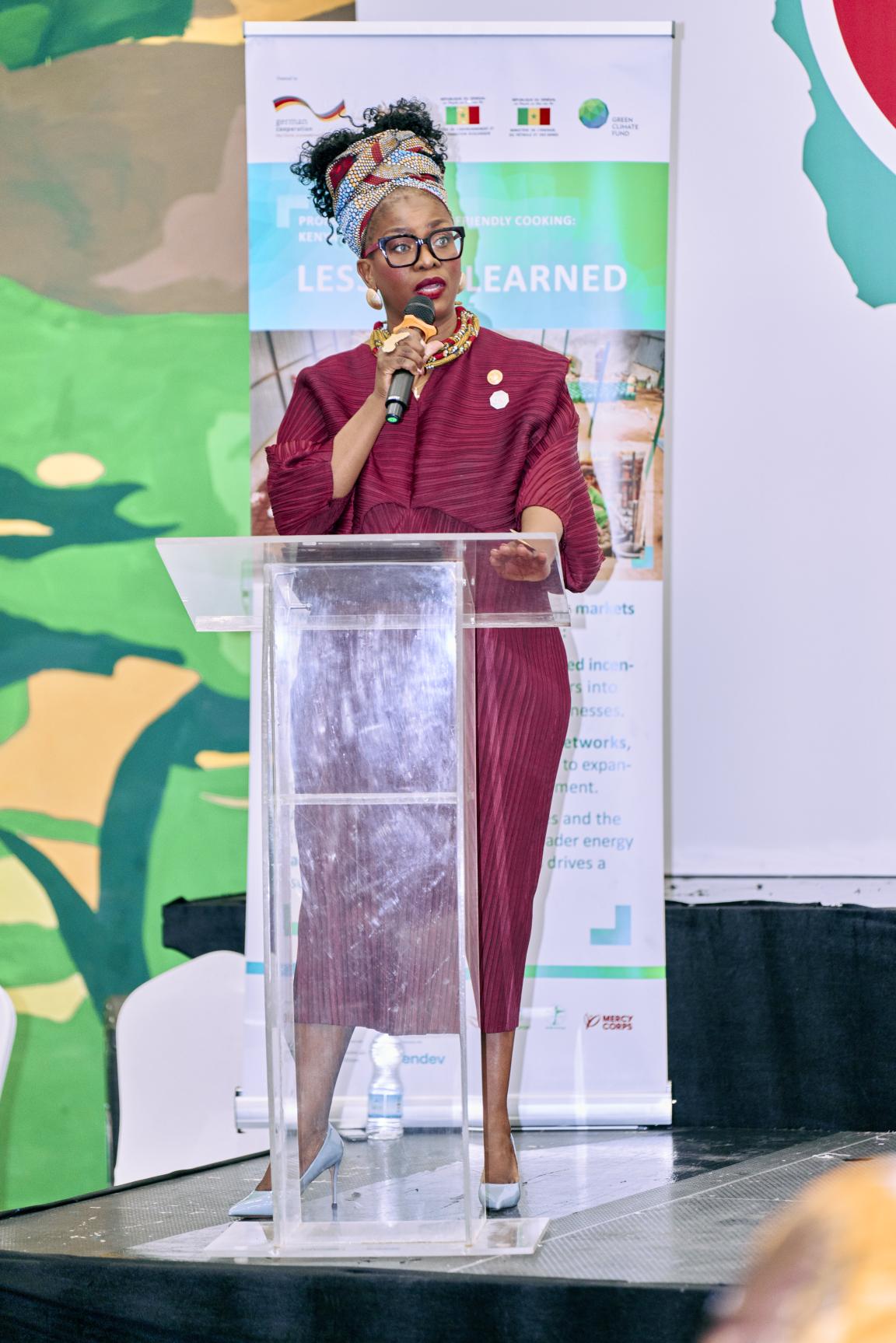 Lerato Mataboge, African Union Commissioner for Infrastructure and Energy, gives a speech at the Africa Climate Summit.