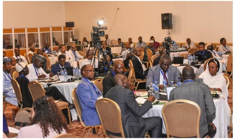 Participants in a regional workshop on highly pathogenic avian influenza sitting at tables in a conference room.