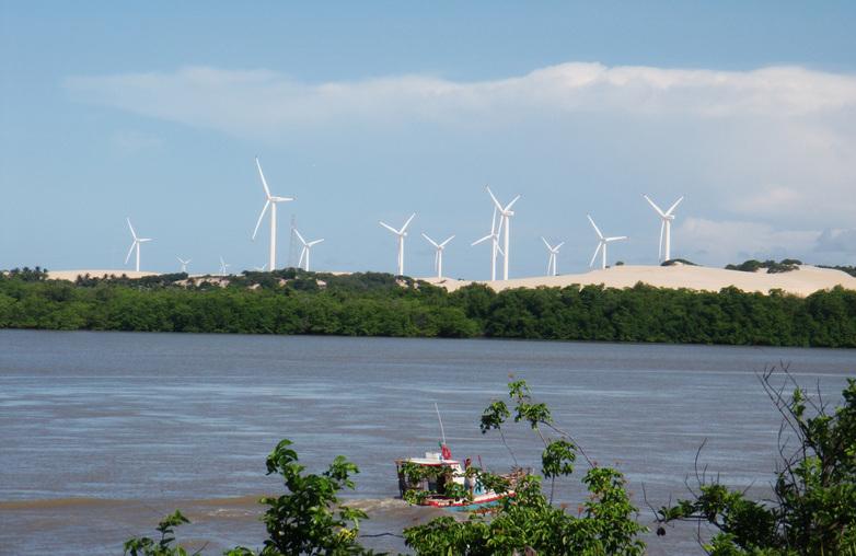 A energia eólica no Ceará, Brasil, abastece a população com energia sustentável, substituindo combustíveis fósseis.