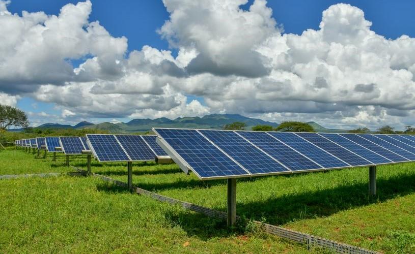 A wide-angle view of solar panels.