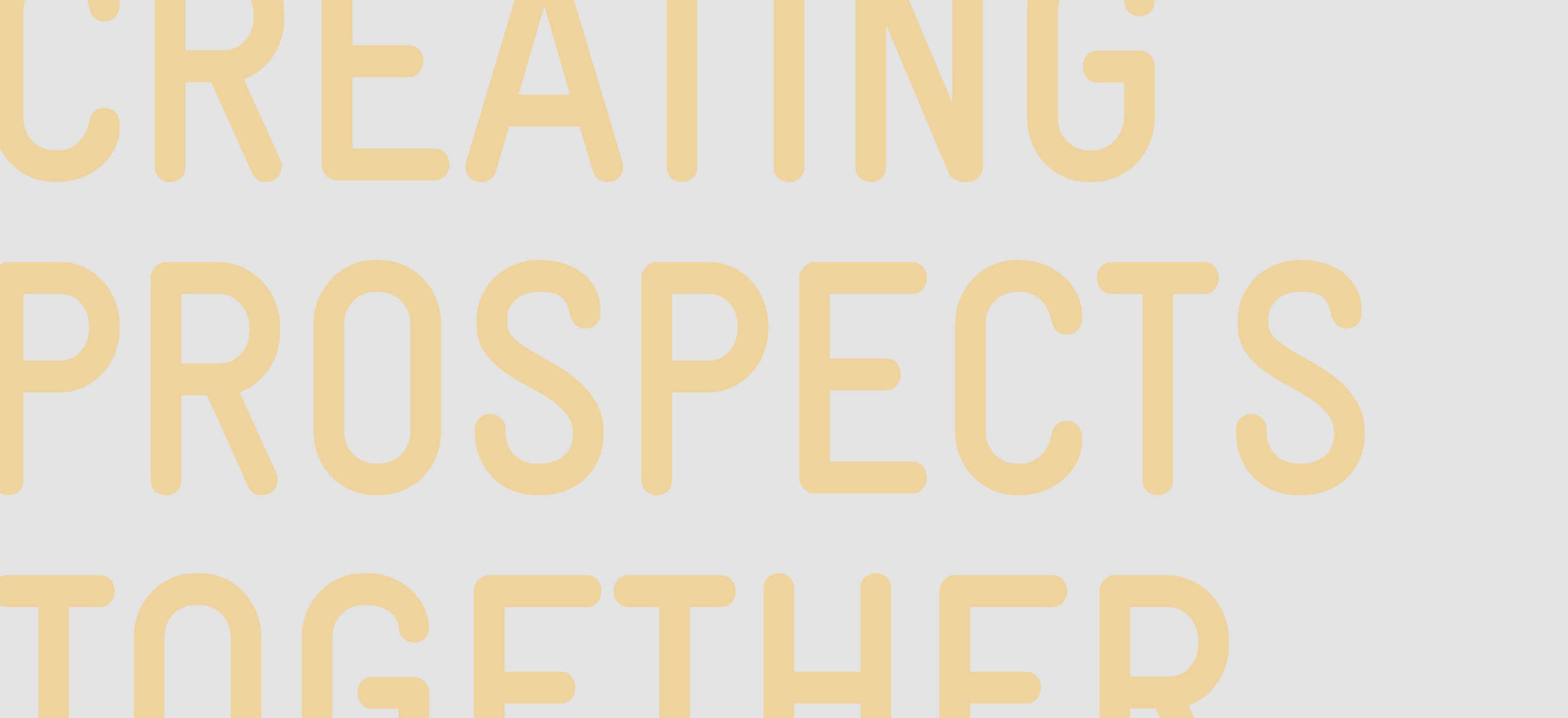 The text creating prospects together in yellow font.