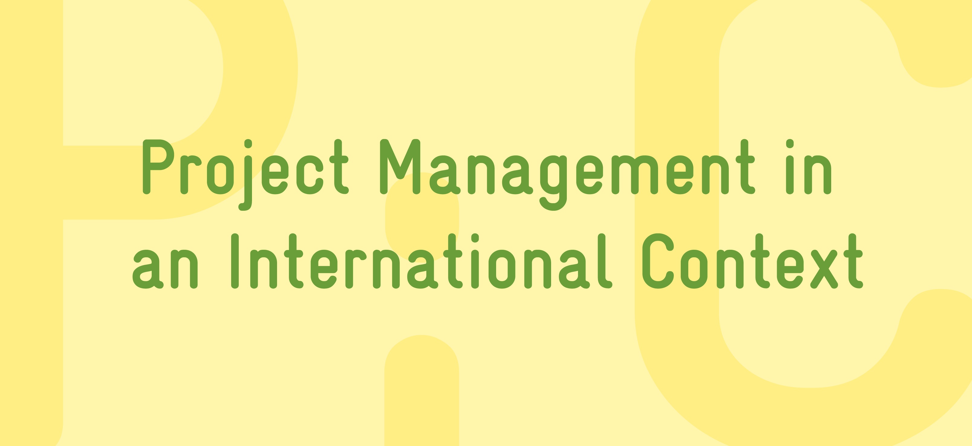 The words Project Management in an International Context on a yellow background.