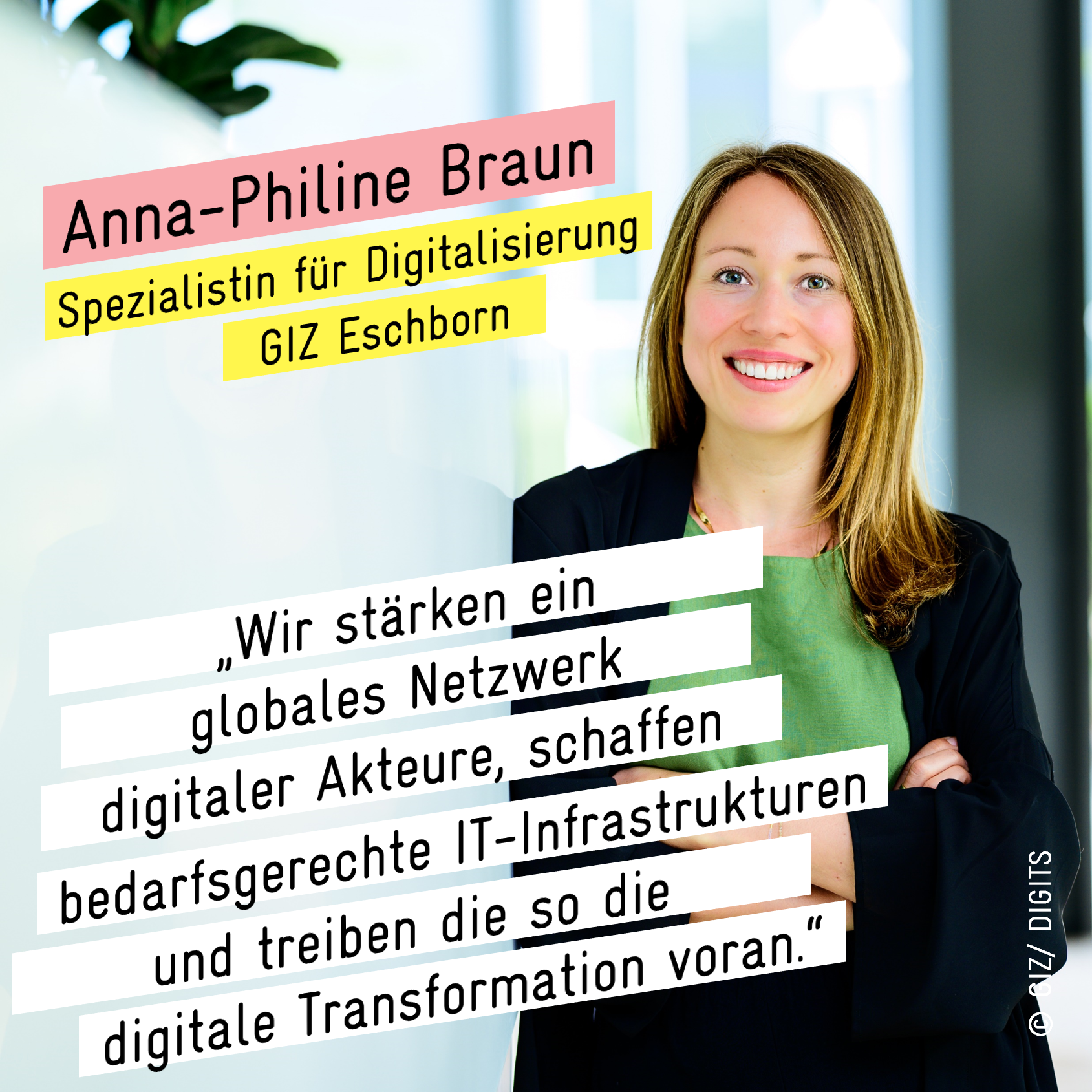 Portraitfoto mit Zitat von Anna-Philine Braun