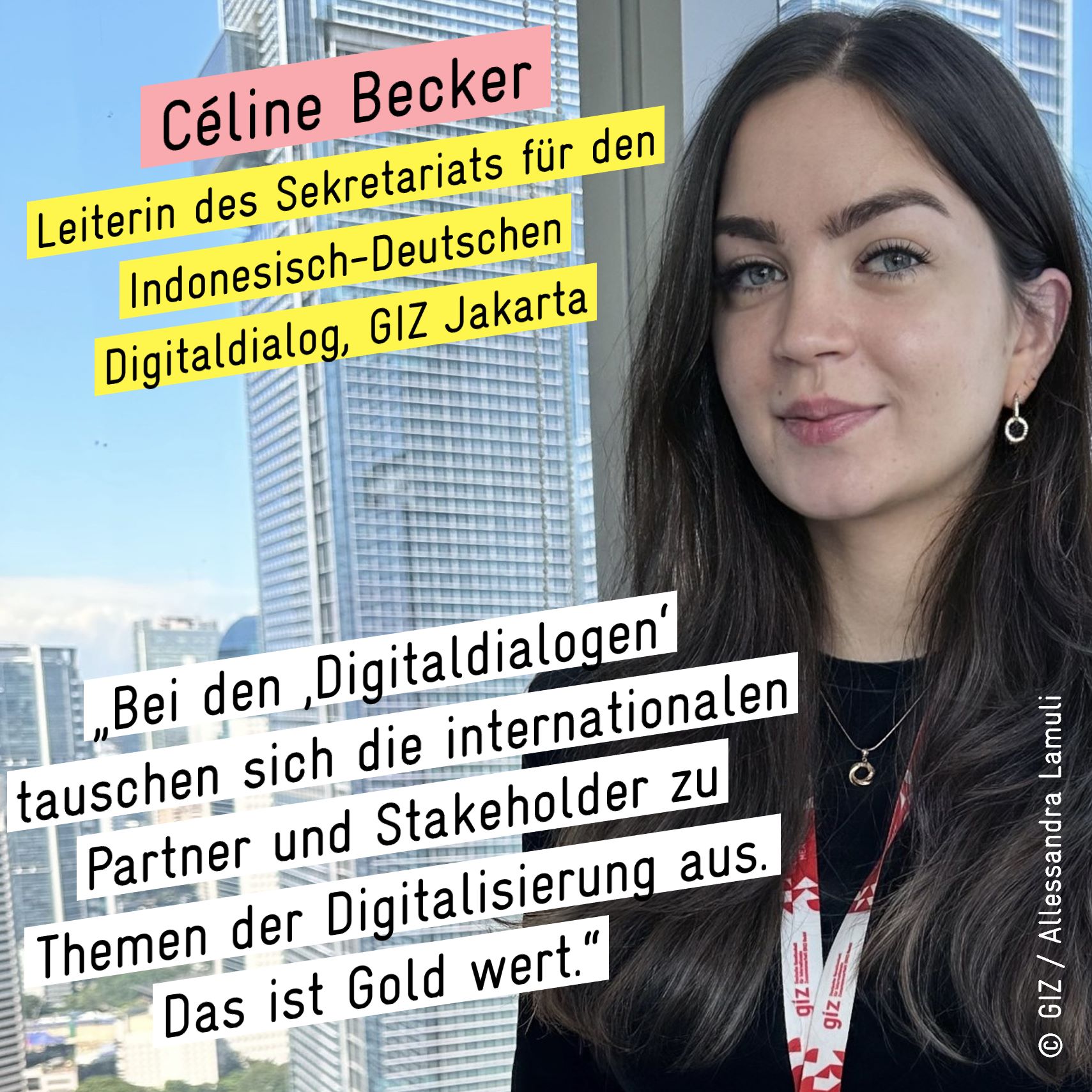 Portraitfoto mit Zitat von Celine Becker