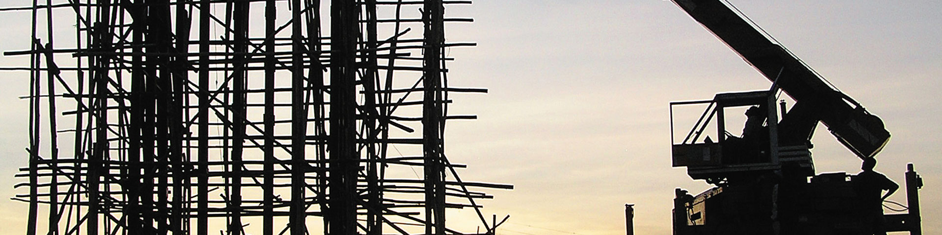 A crane and scaffolding on a building site.