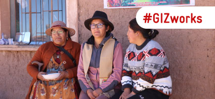 Three women quinoa producers in Bolivia