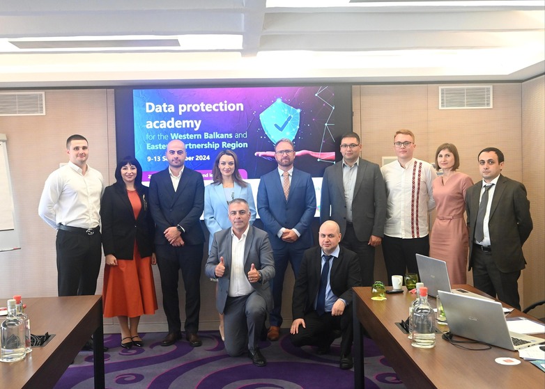 Western Balkan representatives gathered for a photograph during a data protection academy event.