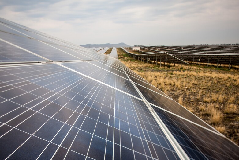 Solar panels on a field