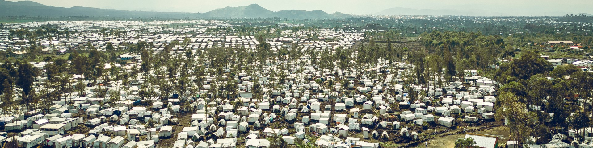 A bird's eye view of a refugee camp.