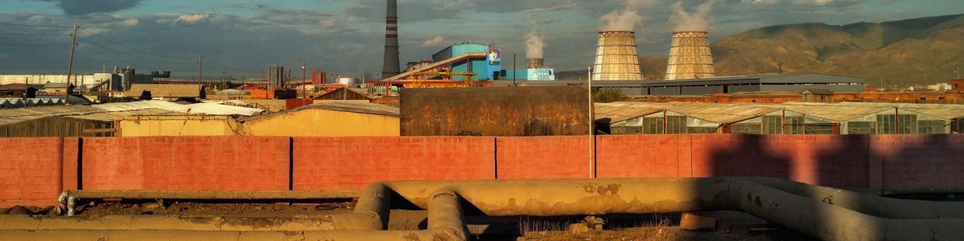 Power station towers emitting smoke.