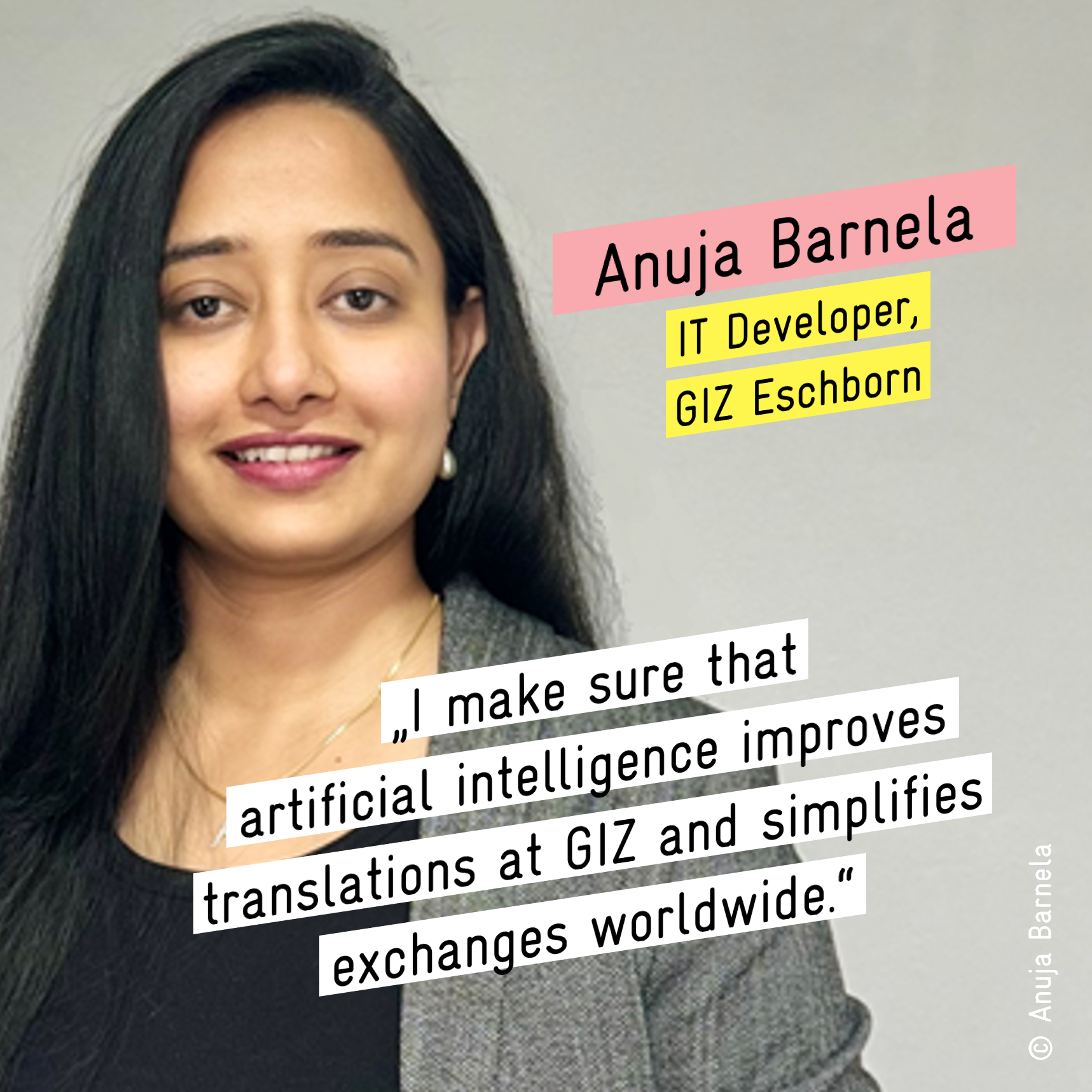 Portrait photo and quote from Anuja Bernela