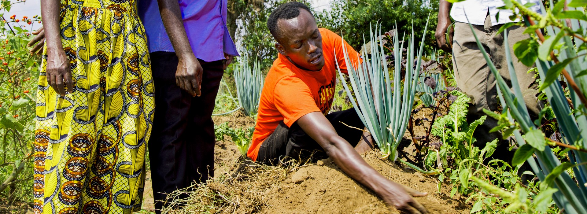 Asiimwe Onesmus gives other farmers tips.