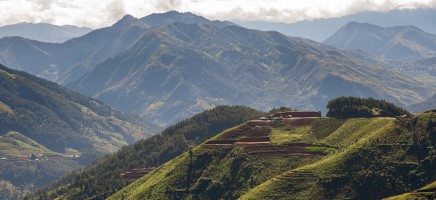 A panorama of verdant mountains