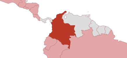 Mapa en el que Colombia aparece destacada. 