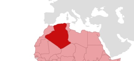 L’Algérie en surbrillance sur une carte géographique.